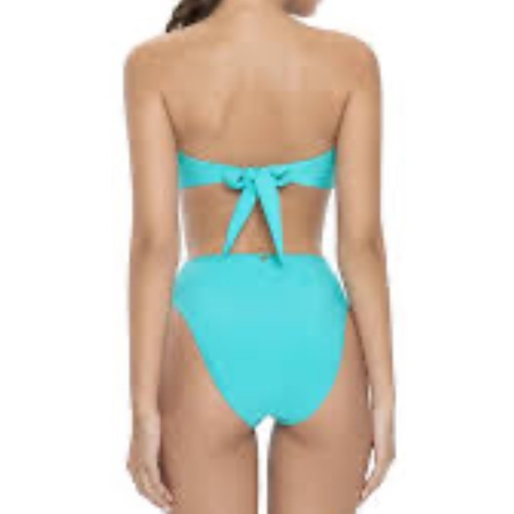🆕 PilyQ Saltwater 🩵 aqua turquoise blue bandeau highwaist bikini set - Picture 5 of 11